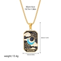Rectangular tarot moon pendant necklace in black enamel with 50cm golden chain - Moon Style(12263_25)
