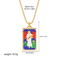 Gold temperance tarot card necklace with colorful enamel pendant and long cable chain - Temperance Style(12263_27)