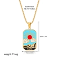 Golden tarot sun pendant necklace with blue sky and red sun enamel detail - Sun Style(12263_31)
