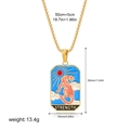 Golden tarot pendant necklace featuring colorful strength sun and tiger enamel charm - Strength Style(12263_33)