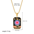 Wheel of Fortune tarot necklace with black enamel pendant and gold chain for women - Wheel Style(12263_35)