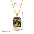 Gold-plated square tarot necklace with black enamel Temperance pendant on white background - Temperance Style(12263_40)