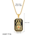 Golden Chariot tarot card necklace with black enamel inlay and boxed link chain - Chariot Style(12263_42)