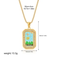 Golden tarot star pendant necklace with light blue enamel and detailed size dimensions - The Star Style(12264_3)