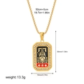 Gold tarot card pendant necklace with red and black chariot enamel art design - Chariot Style(12264_4)
