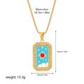 Golden tarot square pendant necklace with light blue enamel sun and stars motif - Sun Style(12264_5)