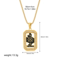 Gold rectangular tarot pendant necklace with black enamel world compass and crystals - World Style(12264_6)