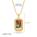 Rectangular gold-plated sun warrior tarot card pendant necklace with red flag design - Warrior Style(12264_11)