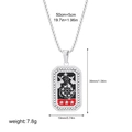 Silver rectangle tarot necklace with black and red enamel star helm pendant - Wheel Style(12265_3)