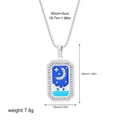 Silver square tarot moon and stars necklace pendant with blue enamel finish - Night Sky Style(12265_5)