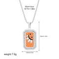 Orange tarot pendant necklace with silver frame and modern abstract design details - Art Style(12265_6)