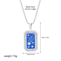 Blue enamel tarot pendant necklace with silver star pattern and beaded edge detail - Star Style(12265_10)