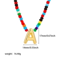 Collana di perline arcobaleno con ciondolo lettera A in acciaio inossidabile 18K - Perline di Riso Colorate A