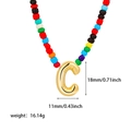 Collana con ciondolo lettera C in oro 18 carati e perline colorate arcobaleno donna - Perline di Riso Colorate C