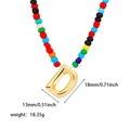 Collana in acciaio inox oro 18K con perline colorate e ciondolo a lettera D bombata - Perline di Riso Colorate D