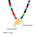 Collana bohémien con perline colorate e ciondolo lettera F in acciaio oro 18K - Perline di Riso Colorate F