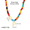 Rainbow beaded necklace with gold 14k heart and letter P pendant, 41cm plus extension - Style P(T1506_16)