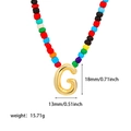 Collana con perline arcobaleno e ciondolo lettera G dorata 18k stile palloncino - Perline di Riso Colorate G