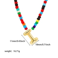 Collana in acciaio inossidabile placcato oro 18K con perline colorate e ciondolo I - Collana di Perline Colorate Lettera Iniziale I
