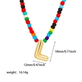 Collana di perline colorate con ciondolo a lettera L bombata in oro 18K, 18mm - Collana di Perline Colorate Lettera Iniziale L