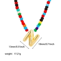 Collana di perline colorate con pendente a lettera N dorata in acciaio inossidabile 18K - Collana di Perline Colorate Lettera Iniziale N