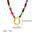 Collana con perline arcobaleno e ciondolo lettera O in acciaio inossidabile 18K - Collana di Perline Colorate Lettera Iniziale O