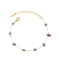 Elegant K18 gold plated chain necklace with irregular purple amethyst gemstones - Irregular Purple Stone Bracelet (E34) / Gold