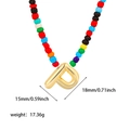 Collana di perle arcobaleno in acciaio inossidabile 18K con ciondolo a lettera P dorato - Collana di Perline Colorate Lettera Iniziale P