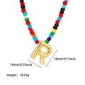 Collana di perline arcobaleno con ciondolo a lettera R in acciaio oro 18K - Collana di Perline Colorate Lettera Iniziale R