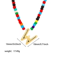 Collana di perline colorate con pendente lettera W in acciaio inossidabile 18K - Lettera W con perline colorate