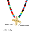 Collana in acciaio inossidabile placcato oro 18K con perline colorate e croce - Lettera X con perline colorate