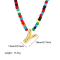 Collana di perline arcobaleno con ciondolo lettera Y in acciaio oro 18K - Lettera Y con perline colorate