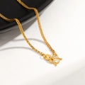Macro detail of a 24K gold-plated titanium steel Chopin chain with a secure M-shaped clasp - Matte Chopin Chain / Gold