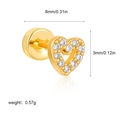 Gold heart stud earring in stainless steel with cubic zirconia and screw back - Heart Shape (G048_1) / 1 Piece / Gold