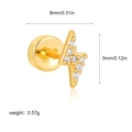 Miniature lightning bolt ear stud in 18K gold plated steel with white zircon inlays - Lightning Shape (G048_7) / 1 Piece/Pack / Gold