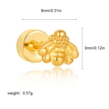 Golden bee stud earring in 18K gold-plated stainless steel with screw flat back design - Bee Shape (G048_11) / 1 Piece/Pack / Gold