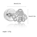 Miniature bee-shaped stainless steel stud earring with screw-back design for comfort - Bee Shape (G048_12) / 1 Piece/Pack / Silver