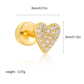 Golden heart stud earring in 18K gold-plated stainless steel with zircon pave setting - Heart Shape (G048_9) / 1 Piece/Pack / Gold