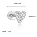 Silver stainless steel heart stud earring with micro-pave cubic zirconia gemstones - Heart Shape (G048_10) / 1 Piece/Pack / Silver