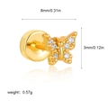 18K gold butterfly stud earring with sparkling zircon crystals and 8mm screw back - Butterfly Shape (G048_15) / 1 Piece/Pack / Gold