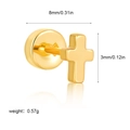 Miniature 18K gold plated stainless steel cross stud earring with measurements - Cross Shape (G048_5) / 1 Piece/Pack / Gold