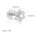 Mini floral 18K gold stainless steel screw back ear stud with clear zircon stone - Floral Shape (G048_4) / 1 Piece / Silver