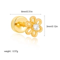 Mini 18K gold-plated stainless steel flower stud earring with zircon and screw back - Floral Shape (G048_3) / 1 Piece / Gold