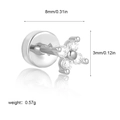 Silver flower stud earring with four round zircons and flat screw back design - Floral Shape (G048_22) / 1 Piece/Pack / Silver