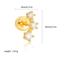 Curved 18K gold stainless steel stud earring with three zircon stones and 8mm diameter - Three-Point Line (G048_17) / 8mm / Gold