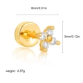 Mini flower earring in 18K gold-plated stainless steel with 4 round cubic zirconia - Floral Shape (G048_21) / 1 Piece/Pack / Gold