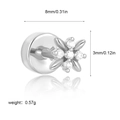 Silver flower stud earring with zircon petals and measurements in 8mm length - Zirconia Eight-Pointed Star (G048_14) / 8x3mm / Silver