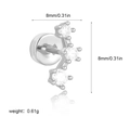 Silver 18K gold-plated stainless steel screw-back ear stud with three curved zircons - Three-Stone Curved Style (G048_18) / 1 Piece/Pack / Silver