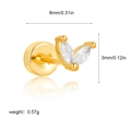 Leaf shaped 18K gold plated stainless steel stud earring with marquise cut zircon stones - Leaf Shape (G048_23) / 1 Piece/Pack / Gold