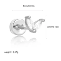 Silver leaf-shaped stainless steel ear stud with marquise cubic zirconia 8mm width - Leaf Shape (G048_24) / 1 Piece/Pack / Silver